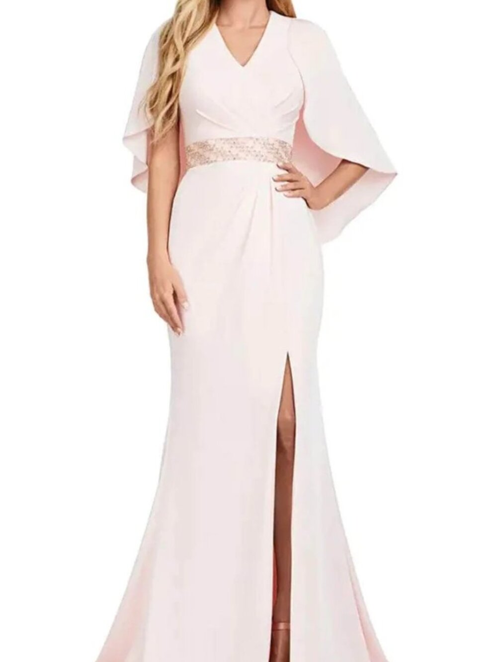 NWT Ashley Lauren 11416 Crepe Formal Gowns Blush Size 6
